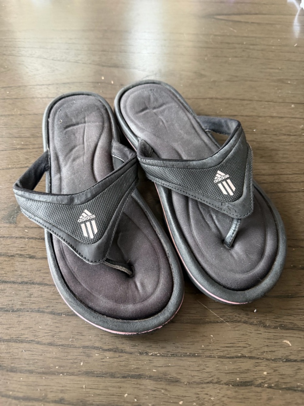 adidas Black and Pink Thong Sandals - Women's Flip Flops Size 8